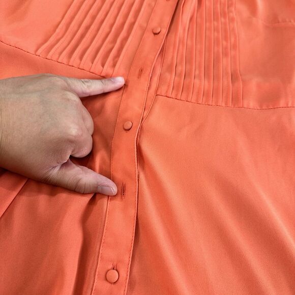Nanette Lepore Dress Size 8 Orange Aline Sleeveless Midi *flaw Button - Picture 3 of 5